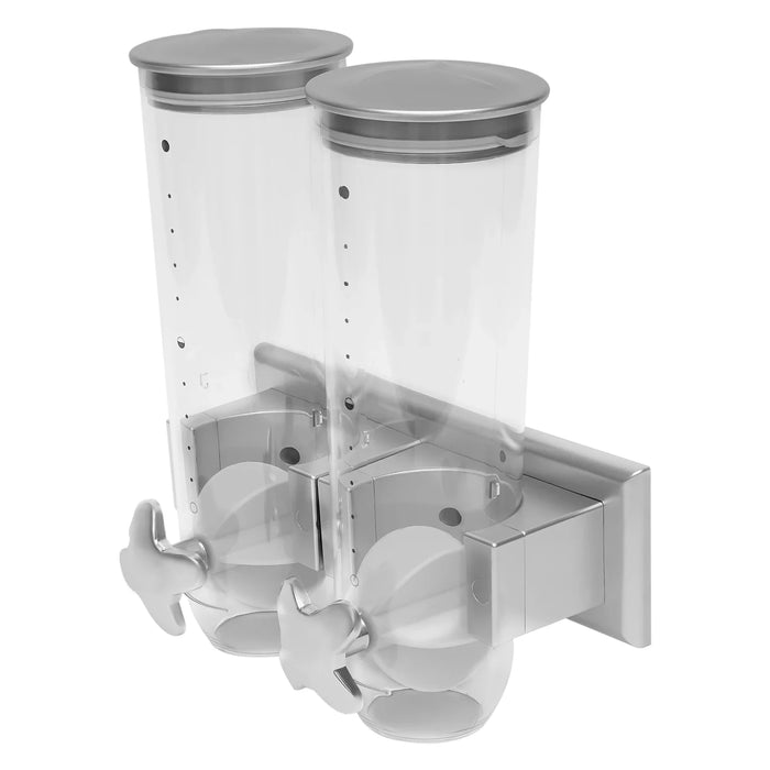 Wall‑Mounted Double Cereal & Candy Dispenser — Silver, 3L