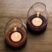 European Clear Glass Candle Holder with Wooden Base | Warm Ambient Lighting