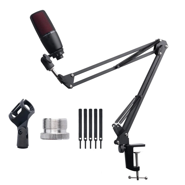 Extendable Scissor-Arm Microphone Boom Stand with Table Clamp & Adapter