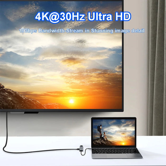 8‑in‑1 USB‑C Hub with 4K HDMI, PD 87W, USB 3.0, SD/TF Card Reader & RJ45