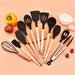 12-Piece Silicone Kitchen Utensil Set with Wooden Handles, Non-Stick