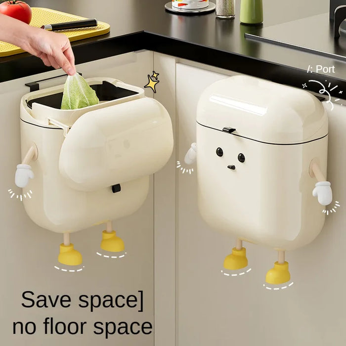 Cream-Coloured Wall-Mounted Kitchen Bin with Lid — 9L / 12L DIY
