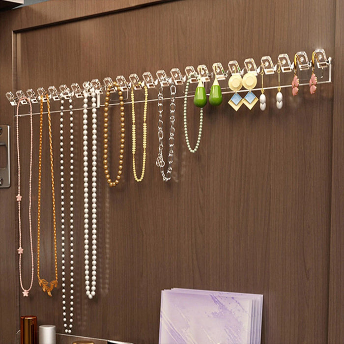 Necklace Storage Rack — 3/6/12/18pcs Wall-Mounted Anti-Tangle Jewellery Display with 8 Hooks