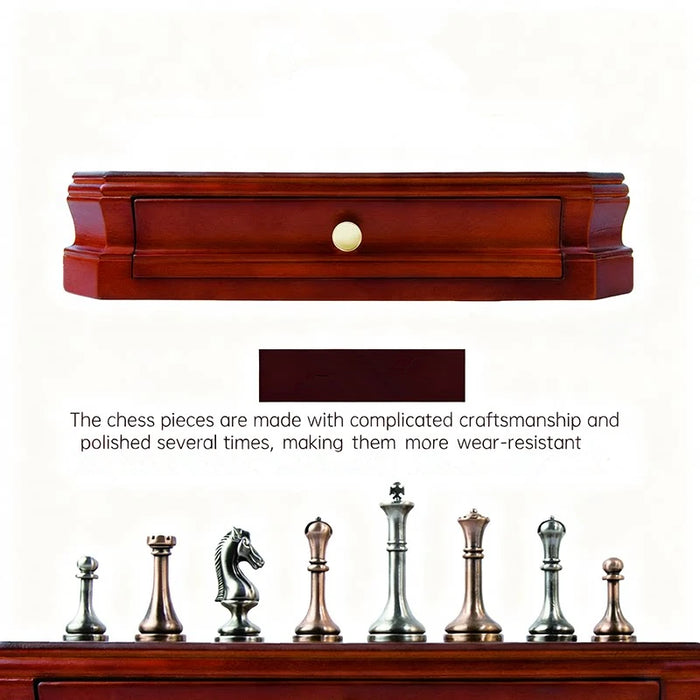 High-end 30.5cm (12") international chess set with metal pieces and two extra queens
