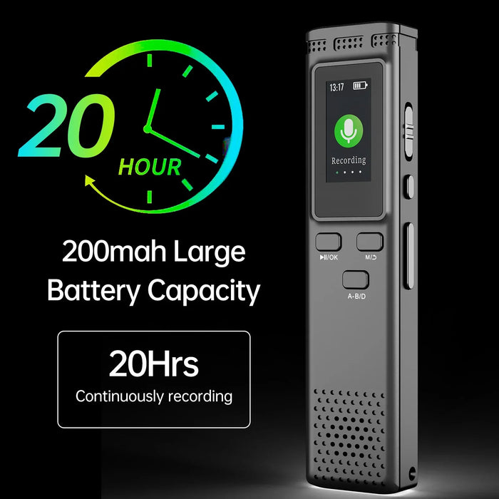 Digital Voice Recorder — 64GB / 16GB / 8GB, Voice-Activated MP3 Player with Noise Reduction