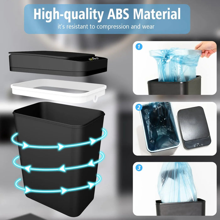 Slim Touchless Motion Sensor Bin with Lid — 12L (approx. 3.5 gal)