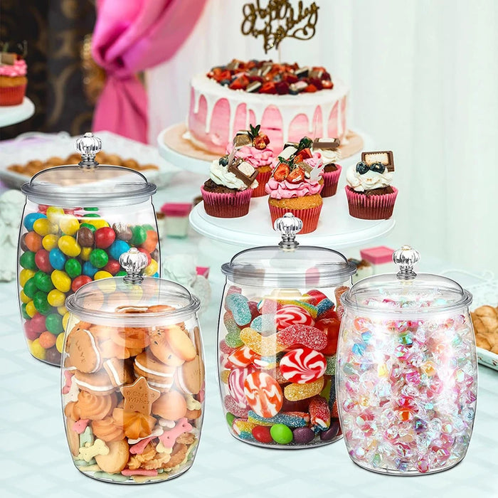 Airtight Clear Plastic Food Canister – 2.2 / 3.8 / 6.5L Flour, Cookie & Candy Jar with Lid