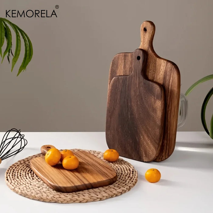 Wooden Cutting Board with Handle — Rectangle Food-Safe Board for Fish, Cheese, Bread & Fruit
