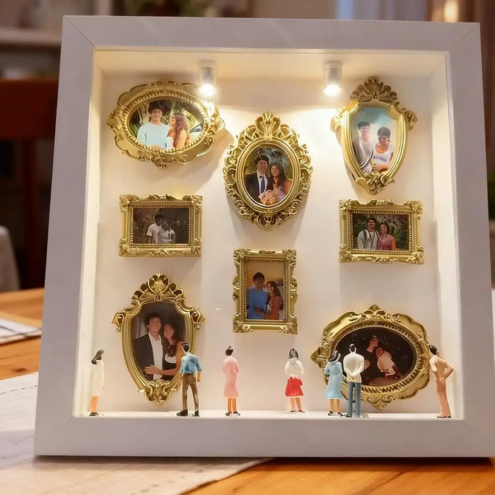 DIY Mini Museum Silhouette Box – Creative Memory Display Kit with Miniature Statues & Gold Frames