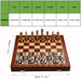 Deluxe 30cm Folding Wooden Checkers & Chess Set with Zinc Alloy Pieces