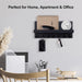 Wood Wall-Mounted Key & Mail Holder with 7 Hooks and Shelf