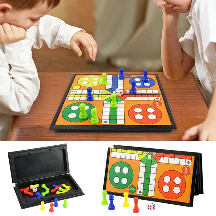 Portable Ludo, Chess & Backgammon Foldable Travel Game Set
