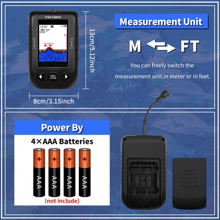 XF03 Portable Fish Finder — 45° Sonar Echo Sounder for Lake and Sea