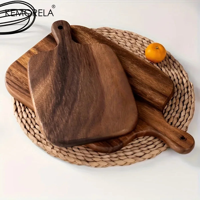 Wooden Cutting Board with Handle — Rectangle Chopping Board for Fish, Cheese, Bread & Fruit