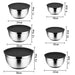 6-Piece Stainless Steel Nesting Mixing Bowls with Black Lids and Non-Slip Bases