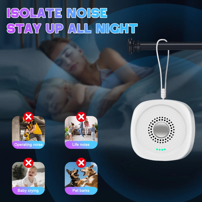 Portable White Noise Sound Machine — 8 Soothing Sounds, USB Rechargeable with Sleep Timer