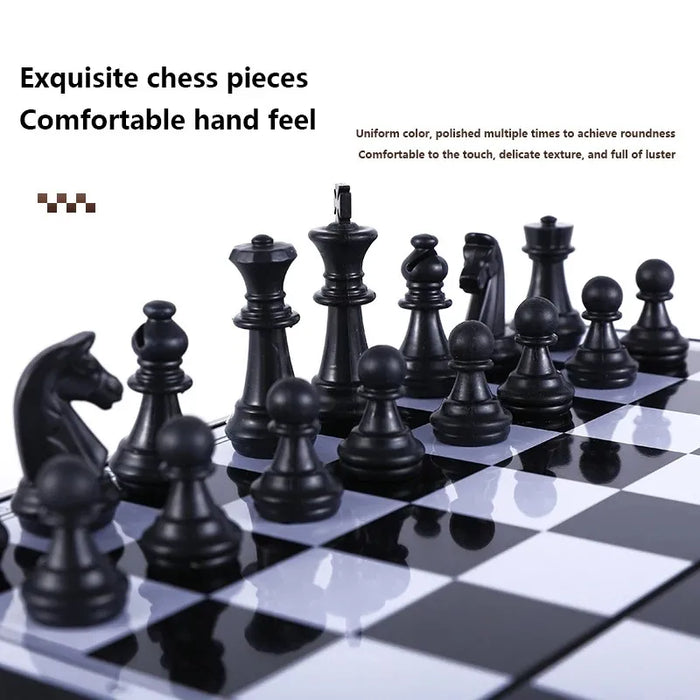 Folding Magnetic Chess & Checkers — 4 Sizes, Plastic HIPS, Teaching Book