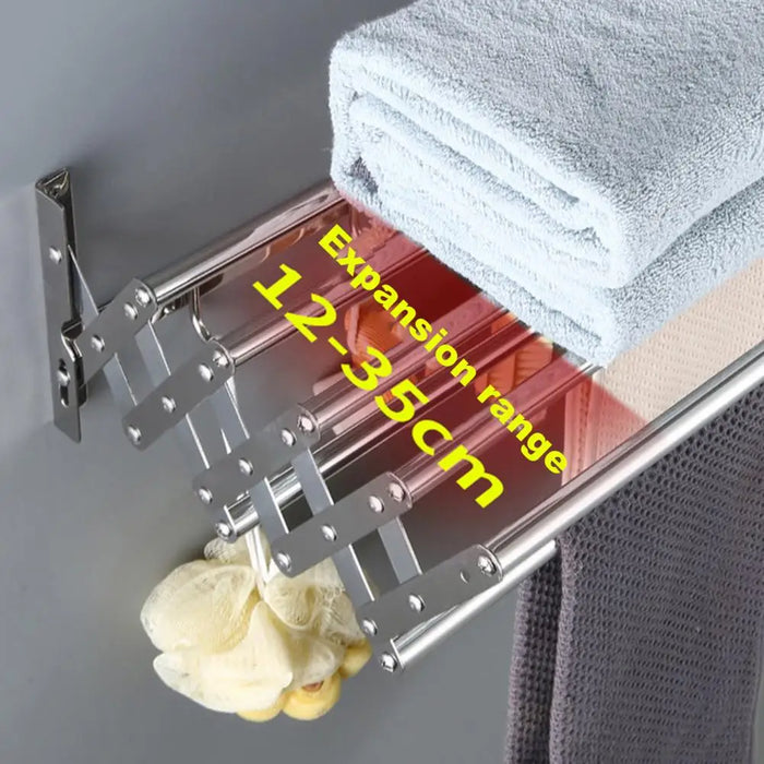 Wall-Mounted Foldaway Clothes Drying Rack - Expandable Stainless Steel