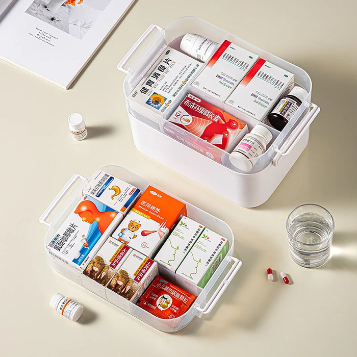 Large Portable Multi‑Tier Medical Storage Box — Plastic Medicine Cabinet