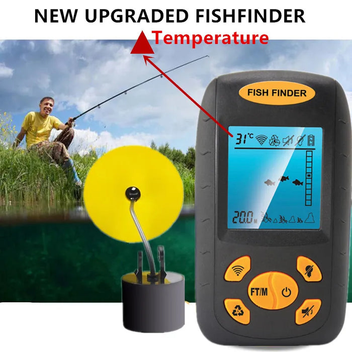 Portable Sonar Fish Finder – Handheld Fishfinder with 100m Depth & Backlit LCD