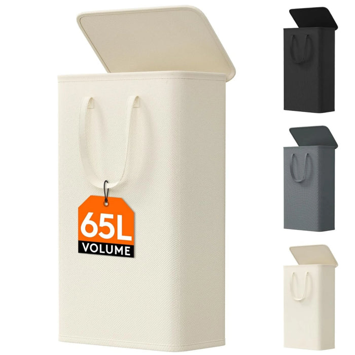 65L Covered Foldable Laundry Basket – Large Capacity, Space‑Saving & Portable