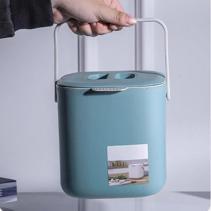 2-Tier 4L Plastic Kitchen Waste Bin with Handle, Compost Drainer & Inner Tank