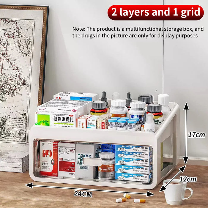 Large Capacity Medicine Organiser — Multi-layer Drawer Pill Storage (Plastic)