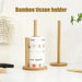 Bamboo Paper Towel Holder – Vertical Anti-Skid Tissue Stand for Kitchen & Home