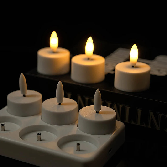 Rechargeable Flameless LED Tea Lights with Remote & Timer — 3D Flicker