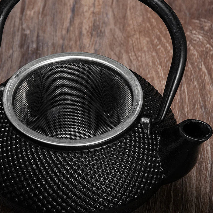 300ml Cast Iron Teapot with Stainless Steel Infuser — Black