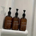 3‑Pack Amber Reusable Shampoo & Body Wash Dispensers with Printed Labels (500ml)