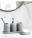 5‑Piece Bathroom Accessory Set — Dispenser, Toothbrush Holder, Tumbler, Tray & Soap Dish (Beige or Grey)
