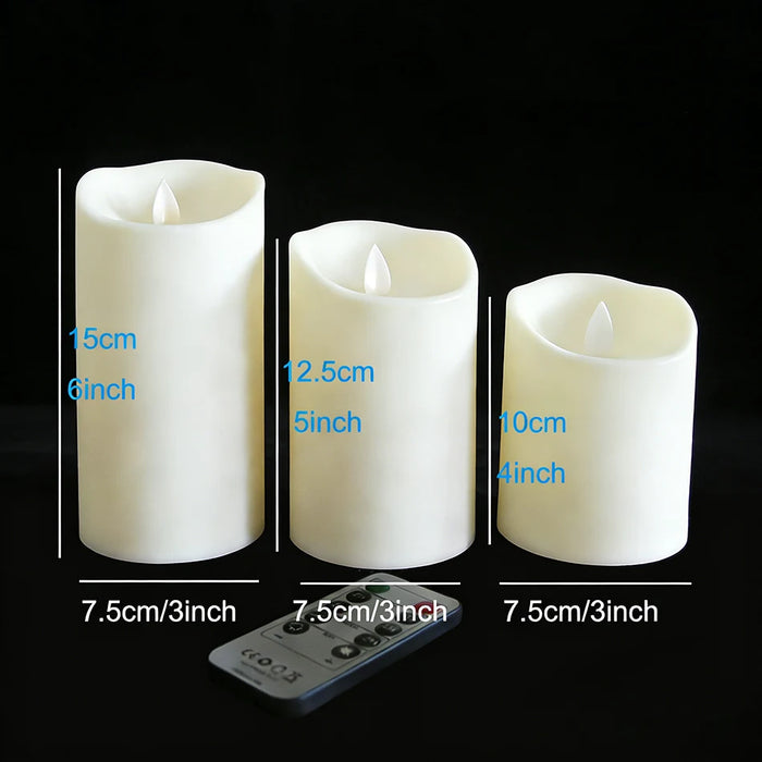 3pc USB Rechargeable Flameless LED Candles with Remote — Home, Wedding & Valentine Decor