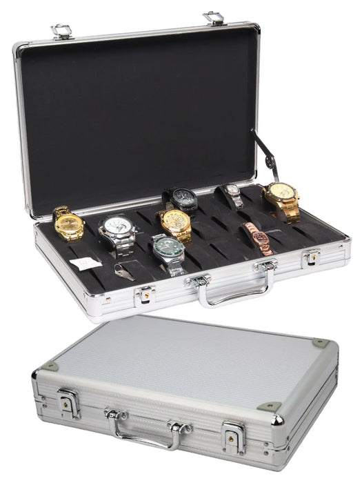 Aluminium-Frame Watch Storage Box — 6 / 12 / 24 Slot Display Case