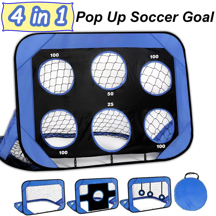 4-in-1 Pop-Up Kids Football Goal – Foldable 120×80×80cm Target Net