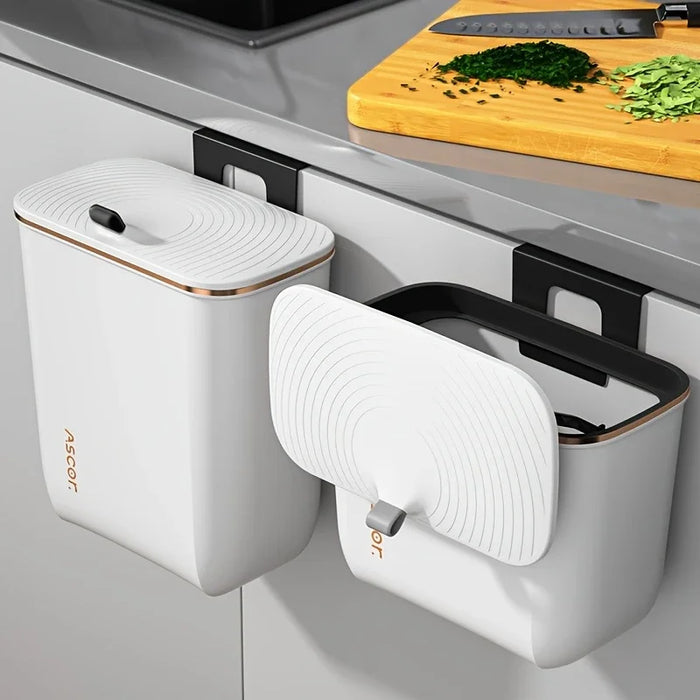 Hanging Bin for Cabinet Door with Lid — Wall-Mounted Kitchen & Bathroom Bin