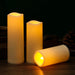Outdoor Flameless LED Pillar Candles with Remote & Timer — Yellow Flicker, Battery-Operated (3/4pc)
