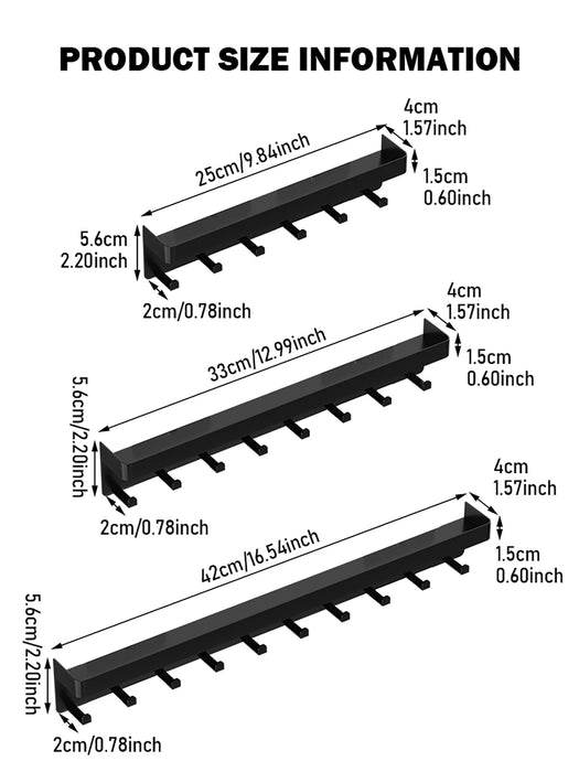 Wall-Mounted Key Organiser with Tray and Hooks – No-Drill or Drill Fixing