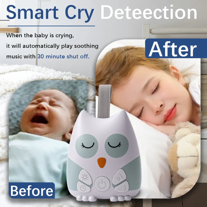 Portable Owl White Noise Machine – 30 Natural Sounds, Rechargeable Baby Sleep Aid