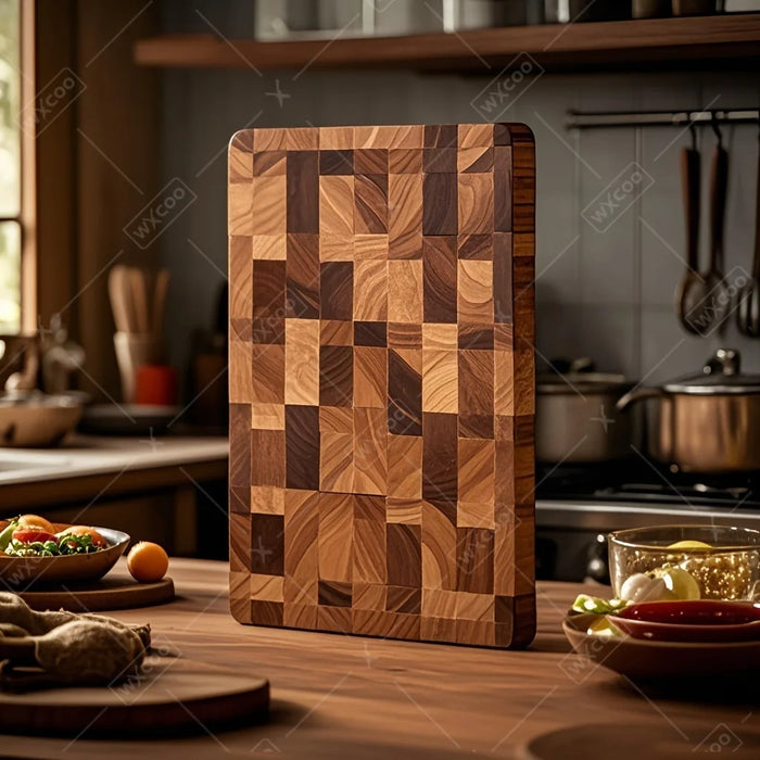 Thick Acacia Double‑Sided Checkerboard Wooden Cutting Board – Non‑slip