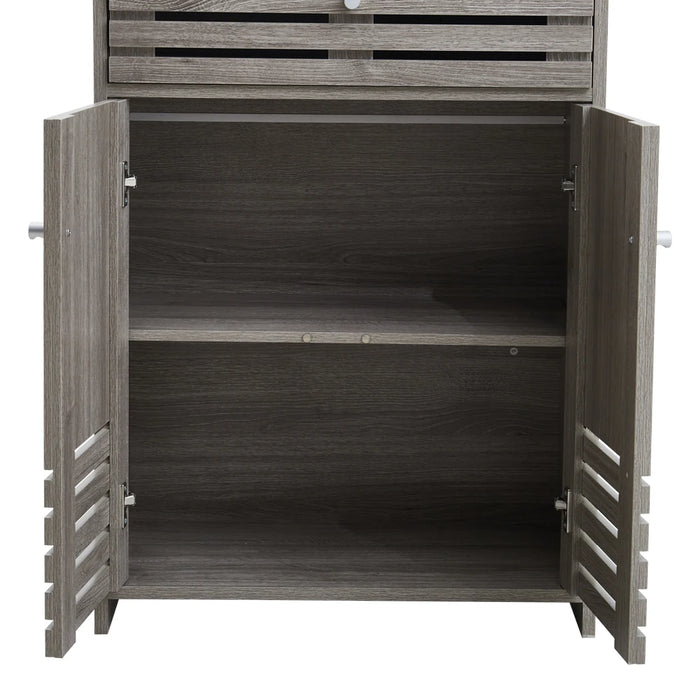 Modern Wooden Freestanding Bathroom Cabinet - Grey Oak, 60 x 30 x 85cm