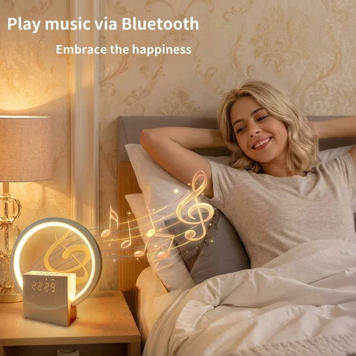 Sunrise Wake-Up Light Alarm Clock with Bluetooth Speaker and White Noise (White)