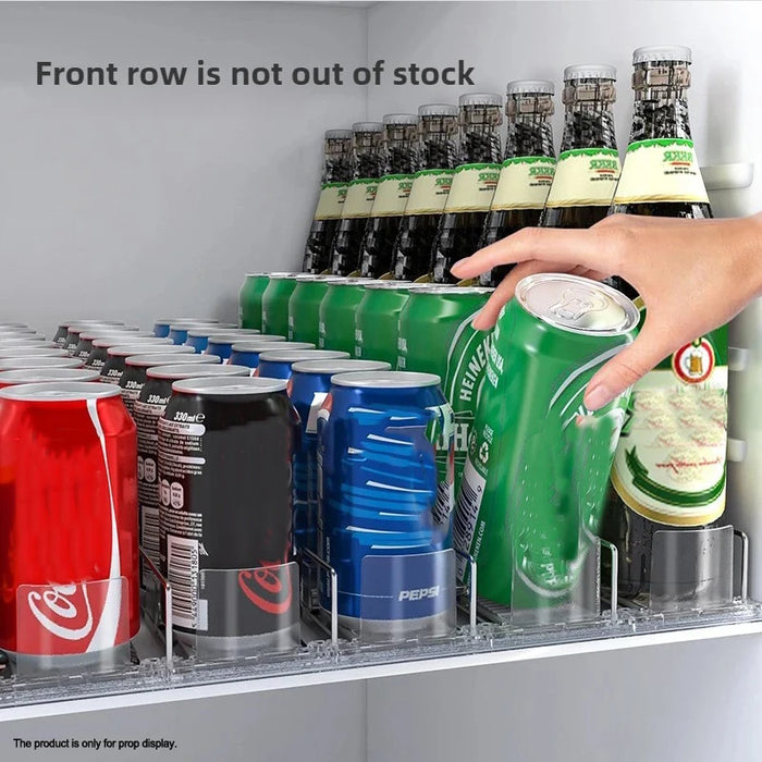Automatic Soda Can Dispenser — Transparent Slide-Rail Fridge Rack