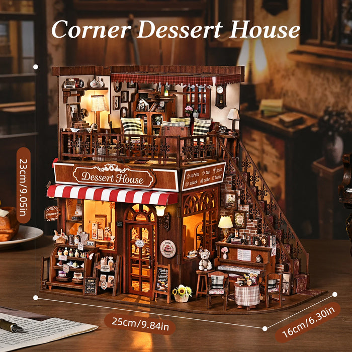 Cute Cake Shop 3D Wooden Book Nook Kit — DIY Miniature Bookshelf Dollhouse Bookend