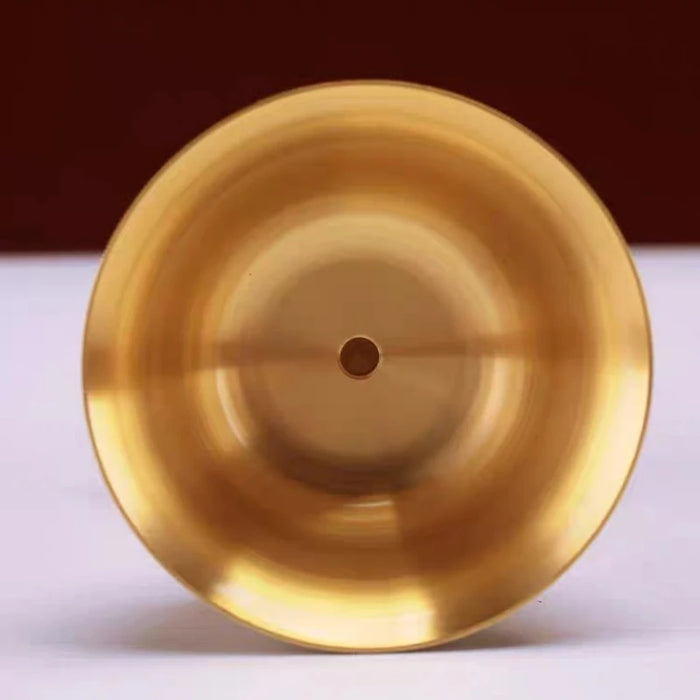 Copper Buddhist Candlestick with Bronze Finish — Dragon & Phoenix Inlay