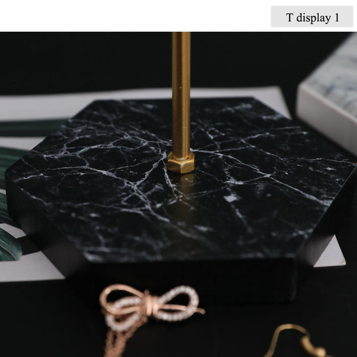 T-shaped Jewellery Display Stand — Wood & Metal, Gold and Black options