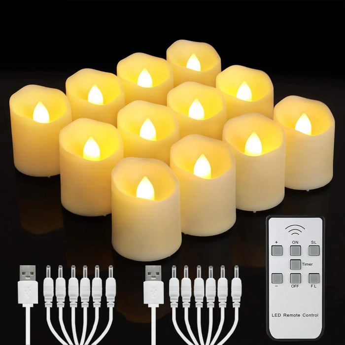 Rechargeable LED Tea Lights with Remote — Flameless Timer Candles (Warm & Colour)