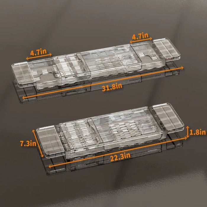 Transparent Expandable Bath Tray – Adjustable Tub Shelf, Anti‑Slip, Easy to Clean