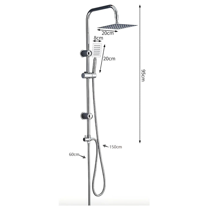 Square Stainless Steel Shower Head Set with 8-inch Rainfall & Mixer