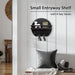 Wall-mounted round wooden key rack with shelf and 8 hooks — apartment wall décor